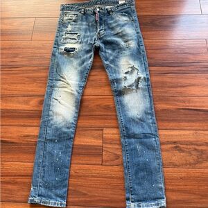DSQUARED2 Distressed Blue Skinny Jeans Kenny Twist Jean